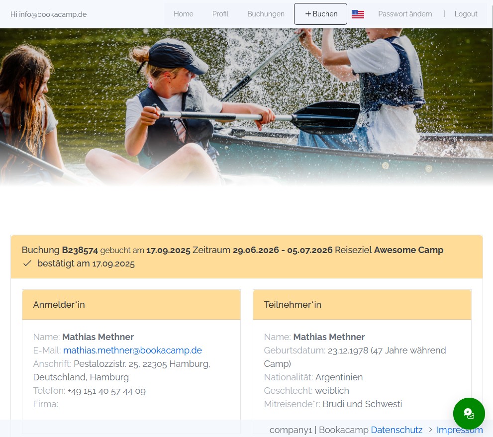 Screenshot Kundenportal
